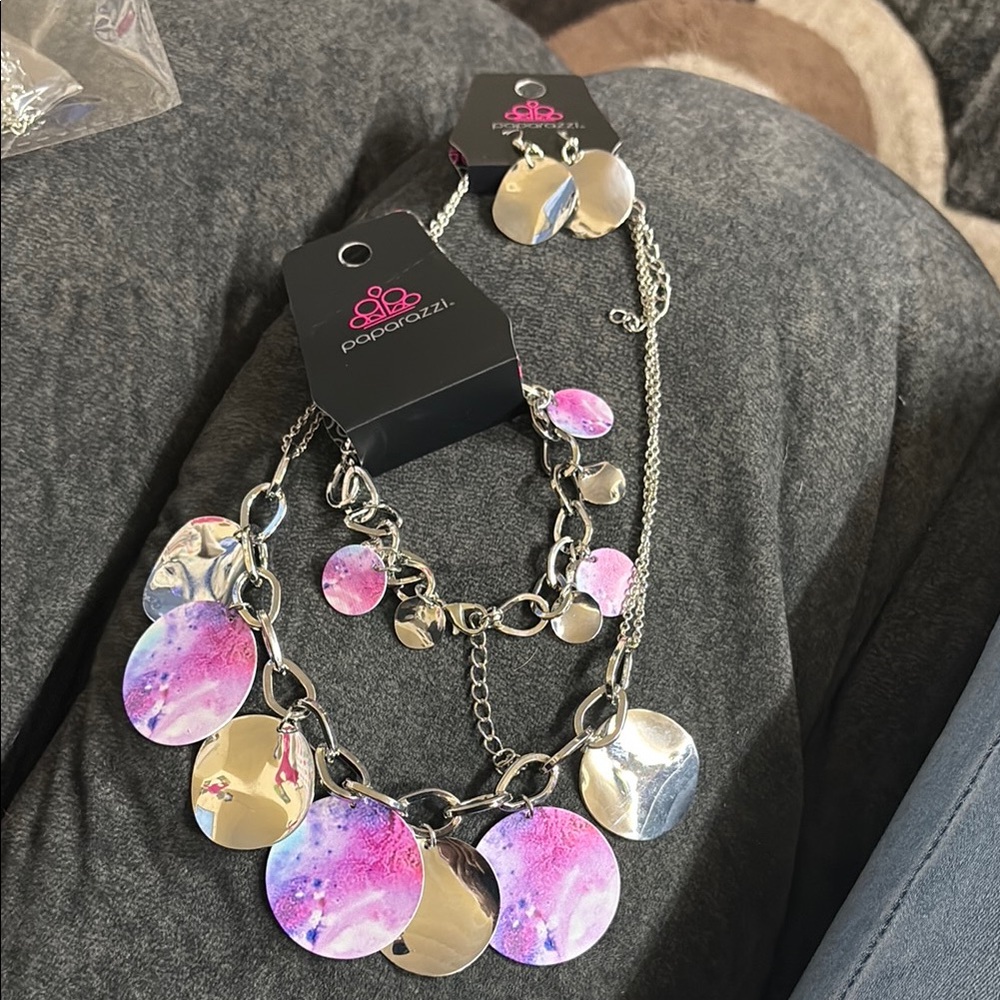 Paparazzi Pink and Silver Necklace Set